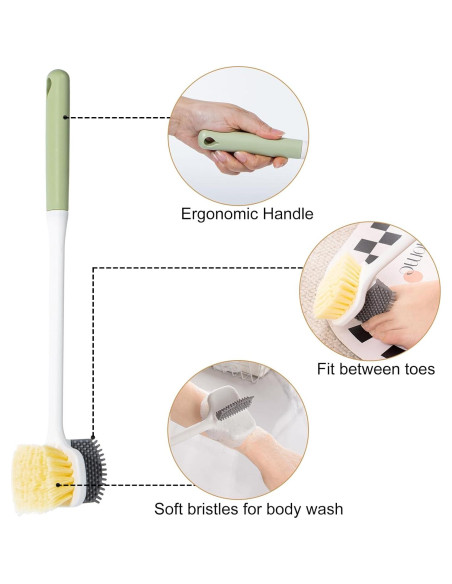 Cepillo Limpiador de Pies Beomeen Doble Cara Verde 37cm