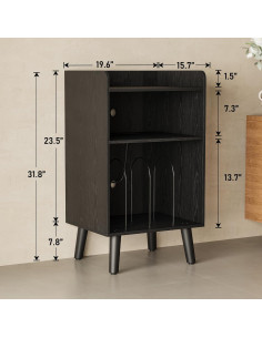 Soporte para Tocadiscos Astimey Negro con Almacenamiento y Carga 2