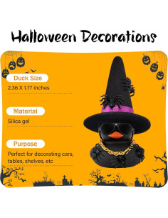 Adorno de coche Halloween Wonuu - Pato de goma mini con sombrero 2