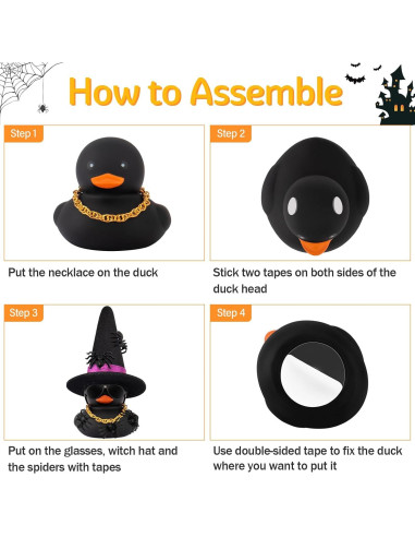 Adorno de coche Halloween Wonuu - Pato de goma mini con sombrero