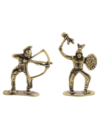 Figuritas Miniatura de Soldado Arqueros y Tamborilero de Latón