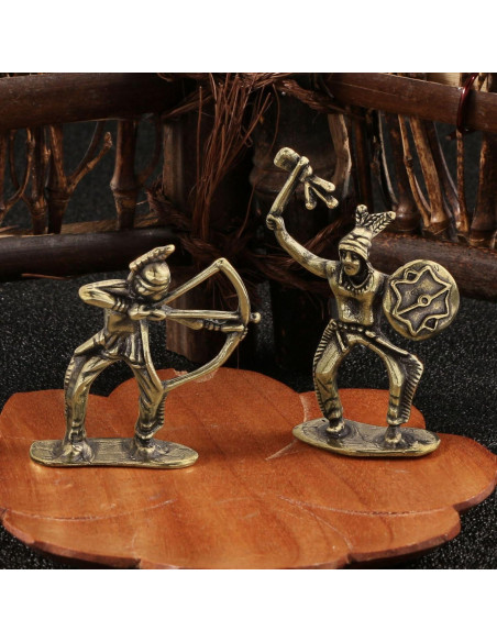 Figuritas Miniatura de Soldado Arqueros y Tamborilero de Latón