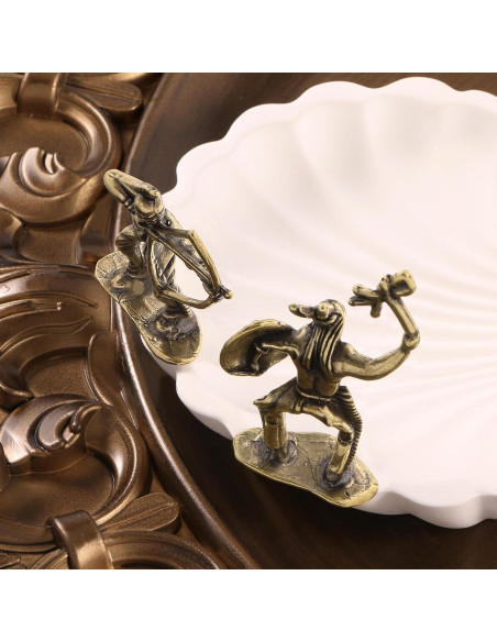 Figuritas Miniatura de Soldado Arqueros y Tamborilero de Latón