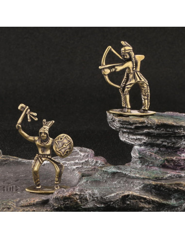 Figuritas Miniatura de Soldado Arqueros y Tamborilero de Latón