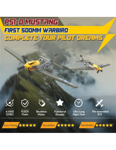 Avión RC LEAMBE P51D Mustang 50cm Sin Escobillas RTF