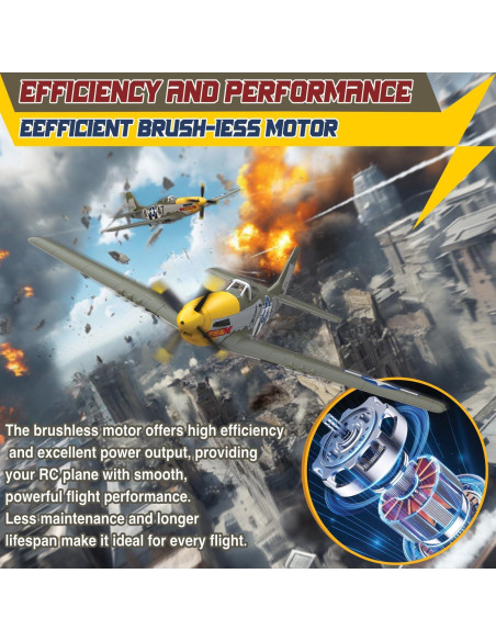 Avión RC LEAMBE P51D Mustang 50cm Sin Escobillas RTF