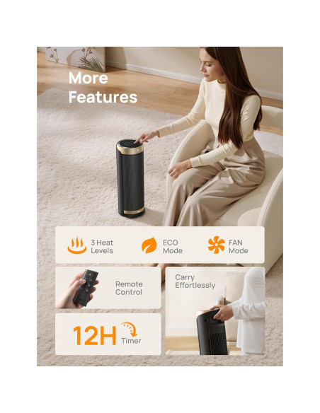 Calefactor Eléctrico Dreo DR-HSH003 1500W Oro con Control Remoto