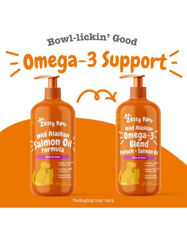 Aceite de Salmón Zesty Paws 946 ml para Perros y Gatos - Omega 3
