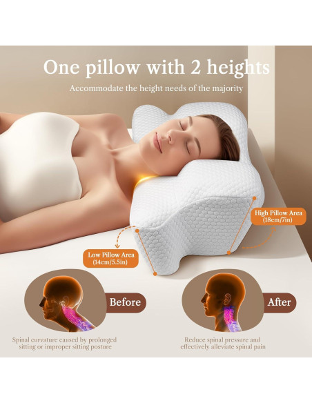 Almohada Cervical Benazcap Espuma de Memoria 55.88x33.02cm Blanca
