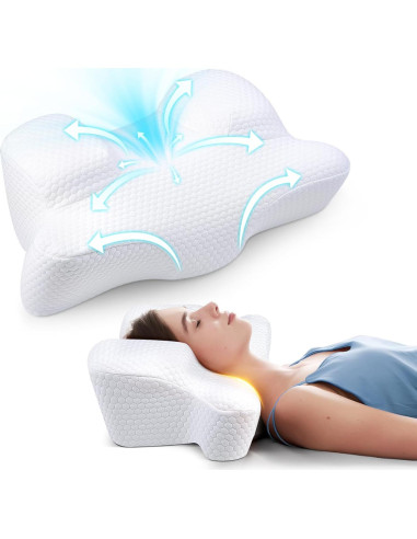 Almohada Cervical Benazcap Espuma de Memoria 55.88x33.02cm Blanca