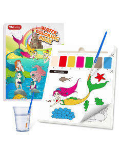 Libro para Pintar con Agua Sirenas YMluky con Pinceles