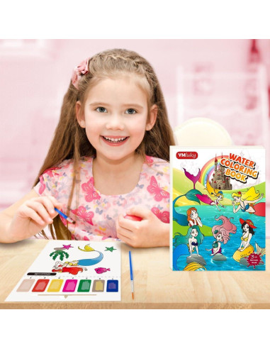Libro para Pintar con Agua Sirenas YMluky con Pinceles