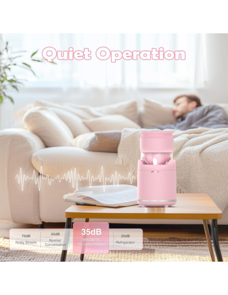 Máquina de Hacer Helado Suave BRIOBITE 550ml Rosa Recargable