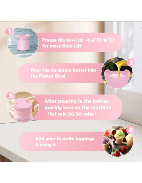 Máquina de Hacer Helado Suave BRIOBITE 550ml Rosa Recargable