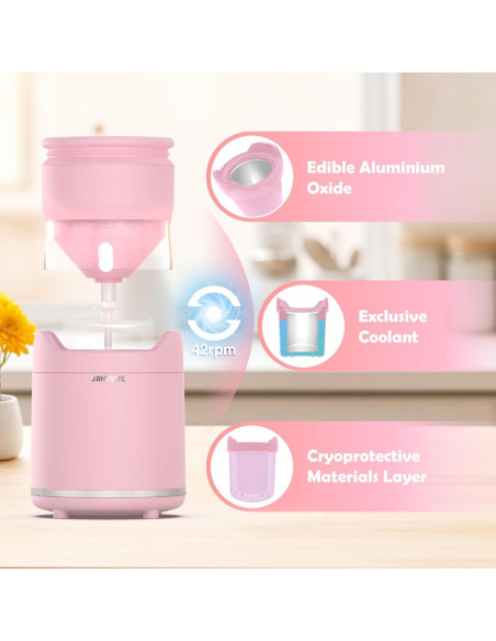 Máquina de Hacer Helado Suave BRIOBITE 550ml Rosa Recargable