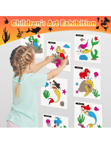 Libro para Pintar con Agua Sirenas YMluky con Pinceles