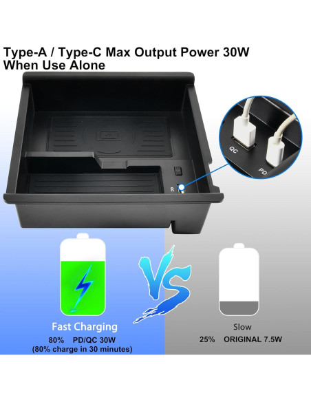 Cargador Inalámbrico Toyota Tacoma 2016-2023 45W USB-A USB-C