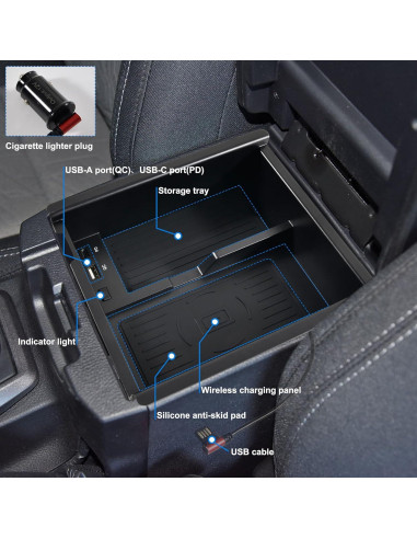 Cargador Inalámbrico Toyota Tacoma 2016-2023 45W USB-A USB-C
