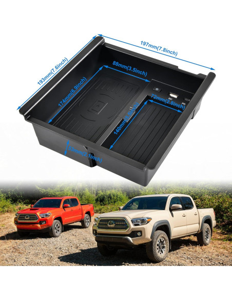 Cargador Inalámbrico Toyota Tacoma 2016-2023 45W USB-A USB-C