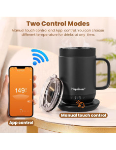 Taza de Café Eléctrica Inteligente Happiness 396ml Control Temperatura 2