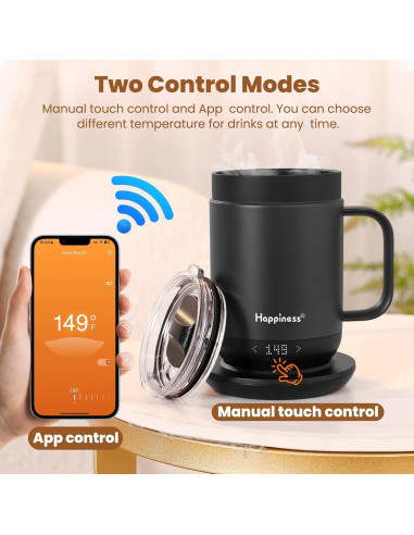 Taza de Café Eléctrica Inteligente Happiness 396ml Control Temperatura