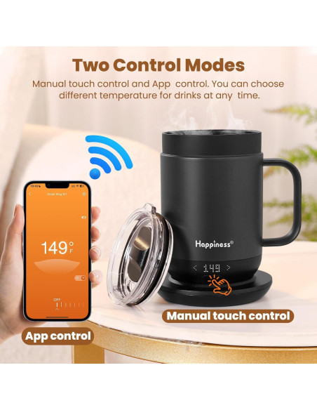 Taza de Café Eléctrica Inteligente Happiness 396ml Control Temperatura