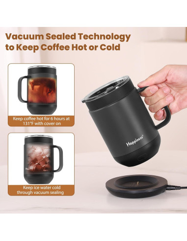 Taza de Café Eléctrica Inteligente Happiness 396ml Control Temperatura