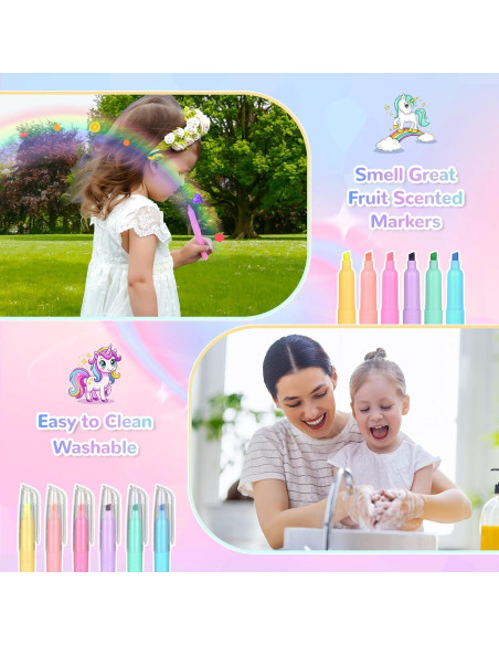 Juego de Marcadores Aromatizados 54 PCS Unicornio Nasominako