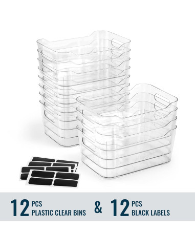 12 Bins de Almacenamiento Transparentes LANDNEOO 3.7L Multiusos