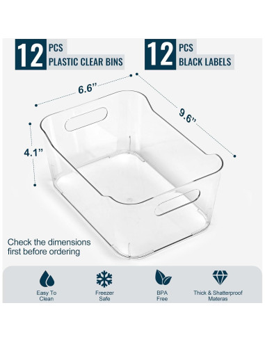 12 Bins de Almacenamiento Transparentes LANDNEOO 3.7L Multiusos