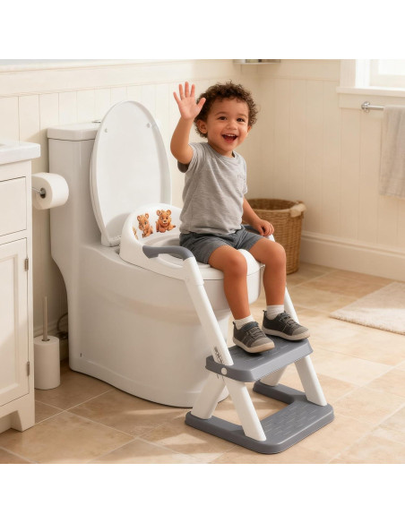 Asiento de Entrenamiento para Baño SKYROKU 8868 Gris 2 en 1