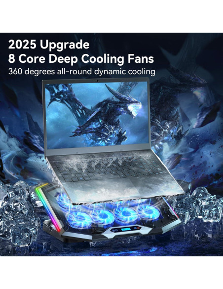 Pad de Enfriamiento para Portátil ICE COOREL K10 8 Ventiladores