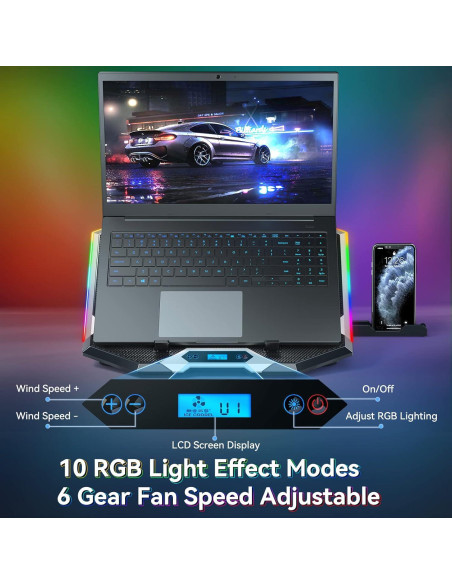 Pad de Enfriamiento para Portátil ICE COOREL K10 8 Ventiladores