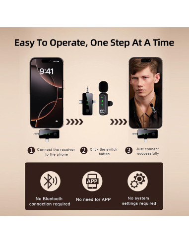 Micrófono Lavalier Inalámbrico Bonkyo T20 con Cancelación de Ruido