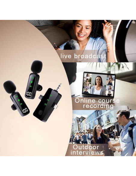 Micrófono Lavalier Inalámbrico Bonkyo T20 con Cancelación de Ruido