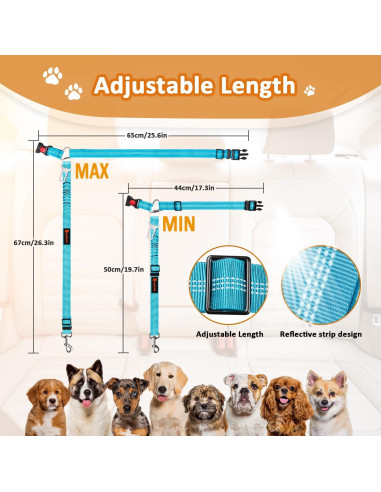 Arnés de Cinturón de Seguridad para Perros Laqibak 3 en 1 Ajustable