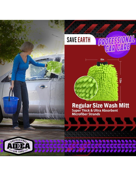 Mitones de Lavado de Auto AIDEA Microfibra 2PK 20x30cm