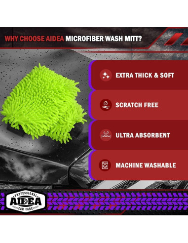 Mitones de Lavado de Auto AIDEA Microfibra 2PK 20x30cm