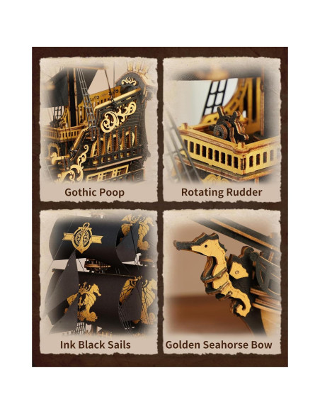 Rompecabezas 3D ROKR Velero Caballito de Mar 603 Piezas