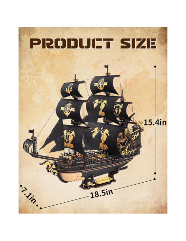 Rompecabezas 3D ROKR Velero Caballito de Mar 603 Piezas