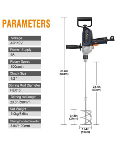Mezclador Eléctrico MAXXT 1050W 600 RPM con Mango Multidireccional 2