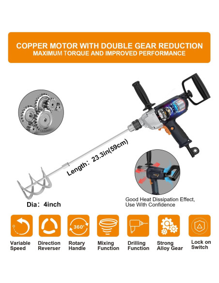 Mezclador Eléctrico MAXXT 1050W 600 RPM con Mango Multidireccional