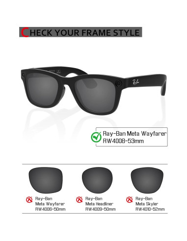 Lentes de Reemplazo Vonxyz para Ray-Ban Meta Wayfarer 53mm