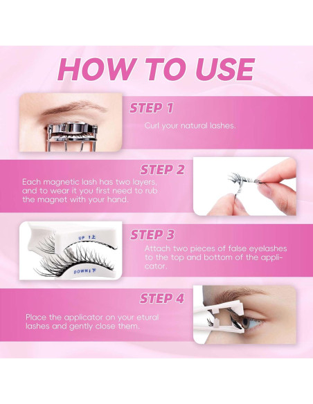 Pestañas Magnéticas FADLASH Reutilizables 4 Pares con Aplicador