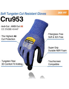 Guantes Resistentes a Corte DEX FIT Cru953H Nivel A9 Azul 2