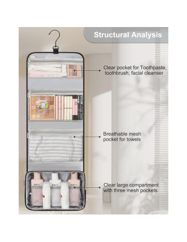 Bolsa de Aseo Colgante Relavel Grande Impermeable Negro