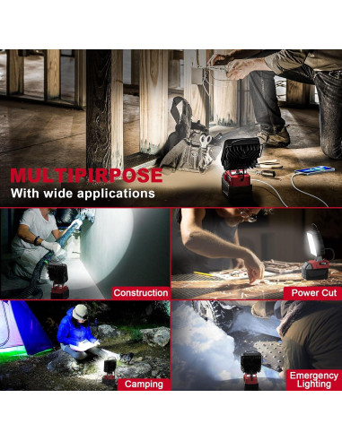 Luz de Trabajo LED Inalámbrica MtiolHig 112W 11200 Lúmenes 2PCS