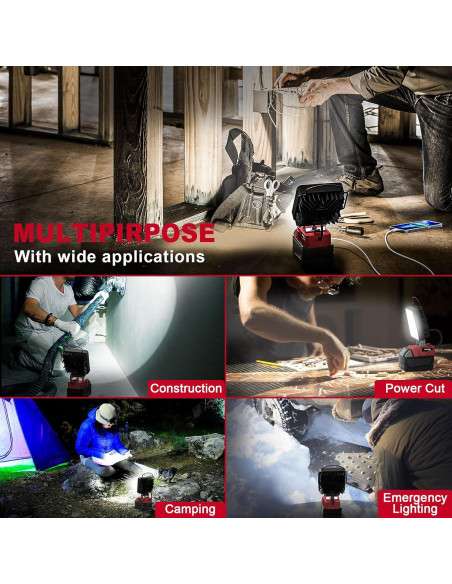 Luz de Trabajo LED Inalámbrica MtiolHig 112W 11200 Lúmenes 2PCS