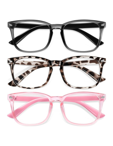 Gafas Anti Luz Azul Niños Okany 3 Paquetes Gris Negro Leopardo Rosa