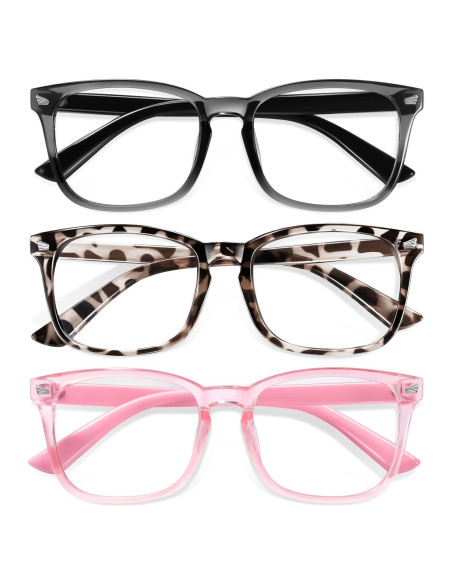 Gafas Anti Luz Azul Niños Okany 3 Paquetes Gris Negro Leopardo Rosa